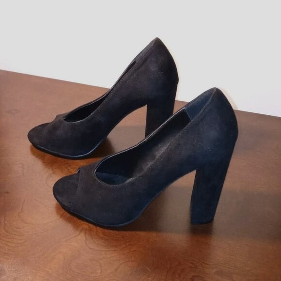 Michael Antonio Black Peep Toe Heels - Picture 1 of 6